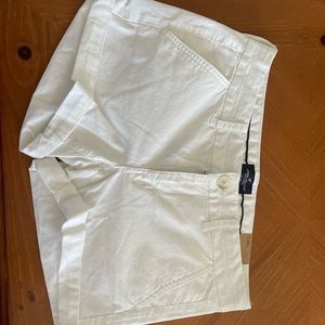 AMERICAN EAGLE WHITE CUFFED MIDI TWILL SHORTS SIZE 6 STRETCH